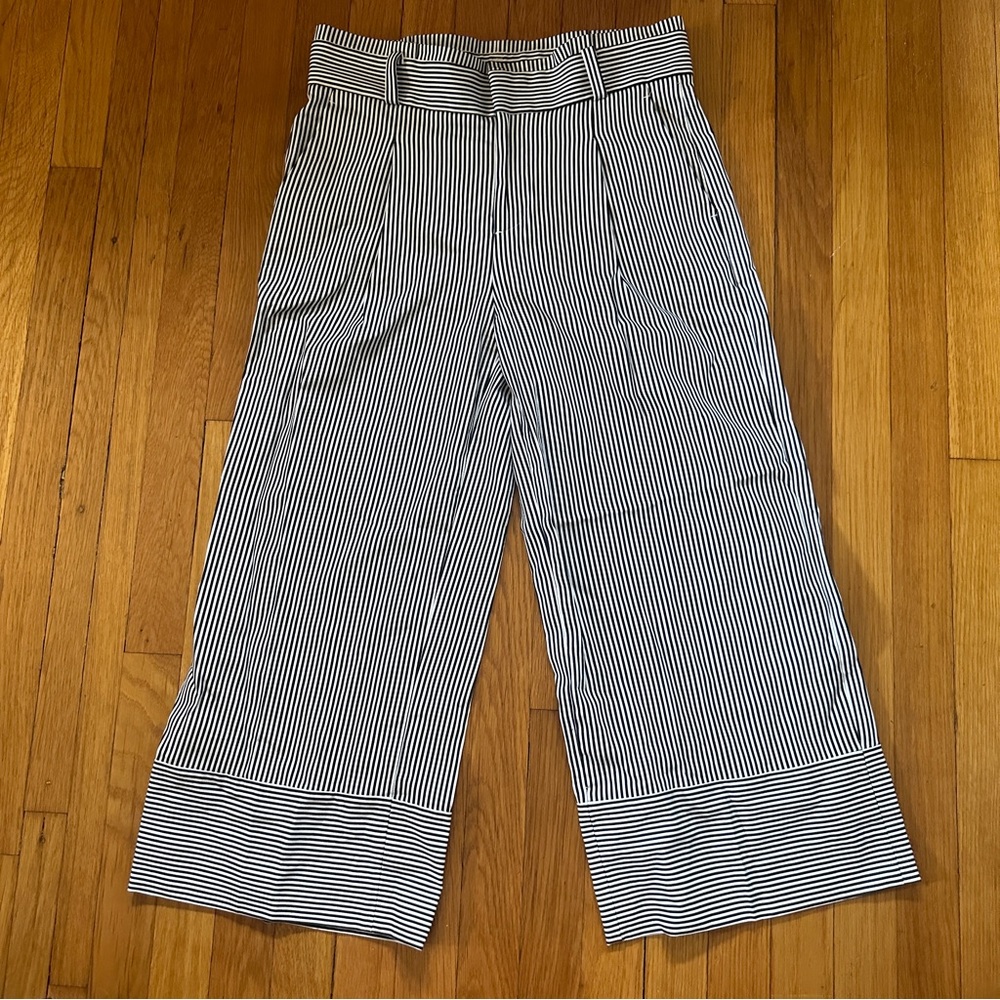 Banana Republic striped wide leg cropped pants - Picture 2 of 10